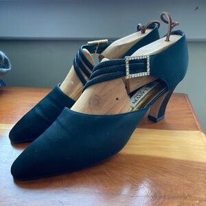 Amazing! Silk satin Lanvin evening shoes with crystal embellishments - France